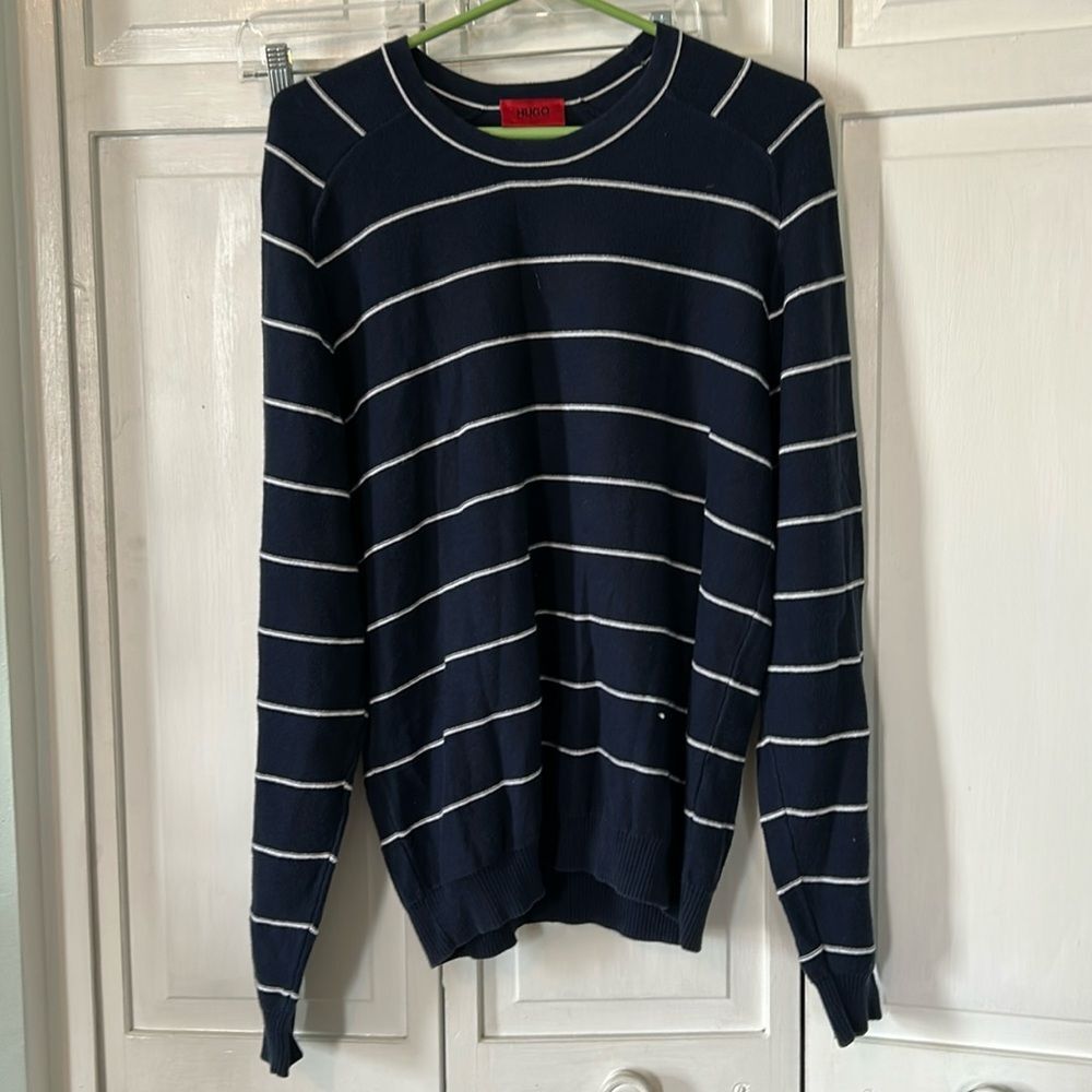 Hugo Boss Men's Striped Sweater - 100% Cotton - Size XL